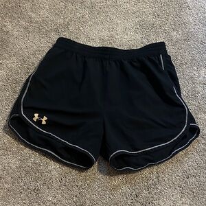 Under Armour Women's Black and Gold Athletic Shorts